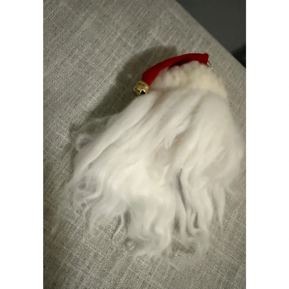 ❄️ Vintage Santa Face Ornament Taiwan Wool Beard Velvet Hat Retro Christmas